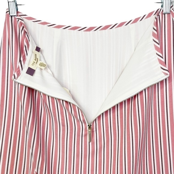 Ted Baker Coryn Striped Asymmetrical Ruffle Hem Skirt Pink NWT - Picture 7 of 16